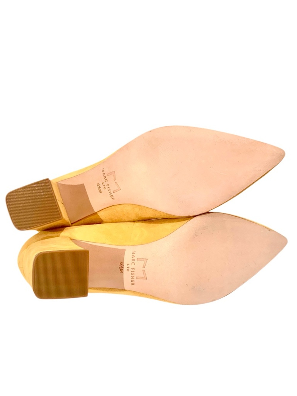 Marc Fisher LTD Zala Yellow Leather Suede Block Heel Pumps - Picture 9 of 9